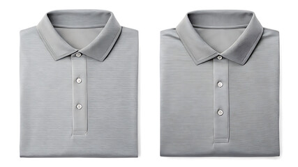 Two folded gray polo shirts are displayed against a clean white background, ideal for showcasing your brand