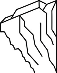 cliff icon vector line art on transparent background