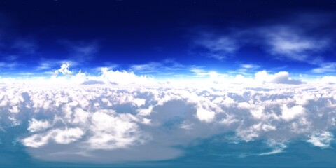 Panorama of clouds, HDRI, environment map , Round panorama, spherical panorama, equidistant projection, panorama 360, flying above the clouds,sky above the clouds, 3D rendering
