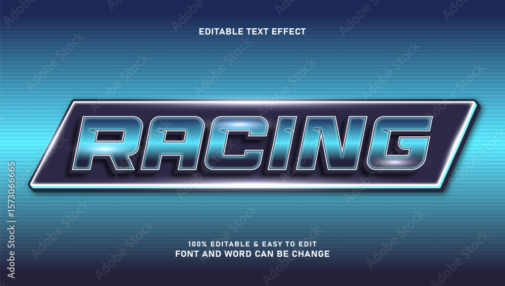 Poster racing text effect with editable 3d style