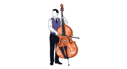Stylish duo of musicians with double bass performing classic jazz music on stage for entertainment