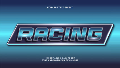 Racing text effect with editable 3d style