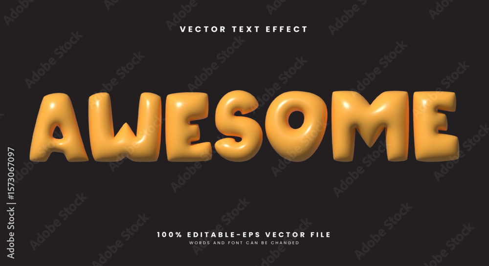 Poster awesome 3d inflated style editable text effect template