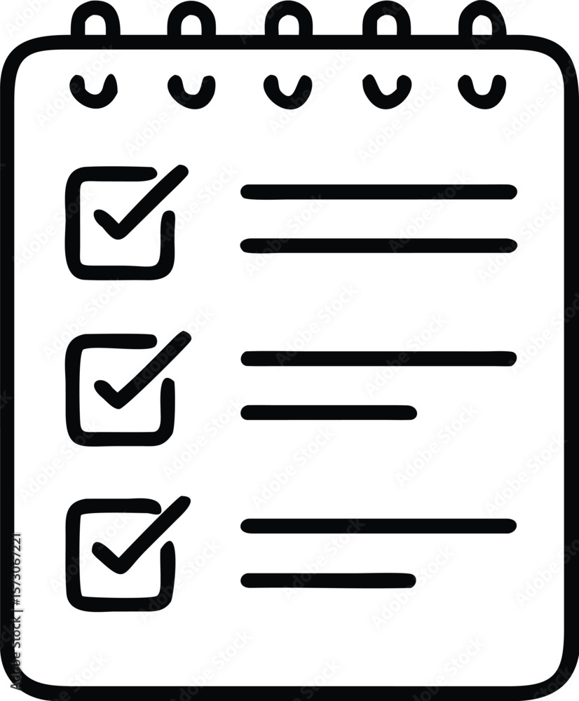 Poster clean outline vector of a task checklist on a note paper