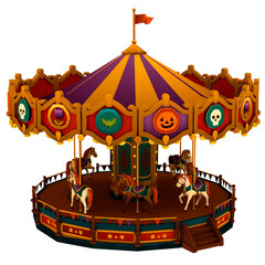3d render halloween carousel horses amusement with transparent background © Ricardo