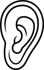 ear icon vector line art on transparent background