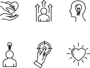 Fototapeta premium Empowering Ideas Growth, Innovation, and Compassionate Leadership Icons