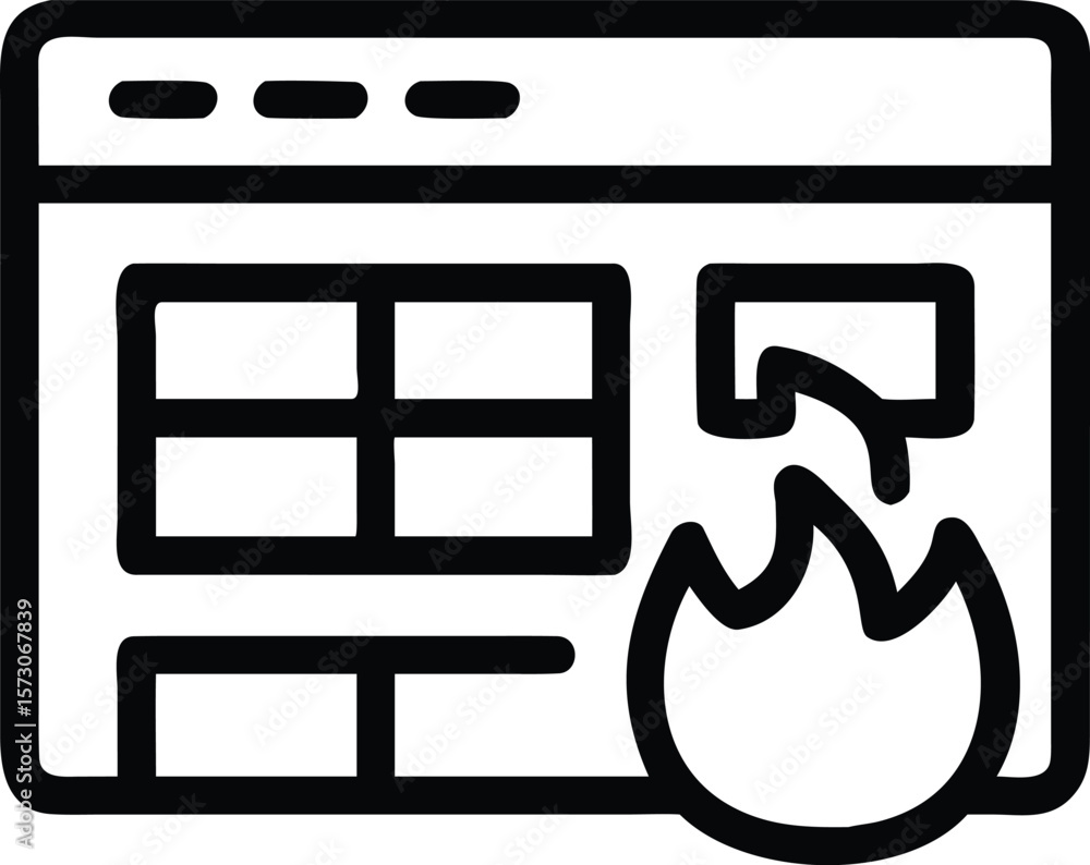 Fototapete flat outline icon of a firewall symbolizing data protection and network security