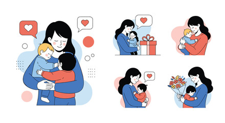 Celebrating maternal love tender moments of mothers embracing their children with warmth and affection