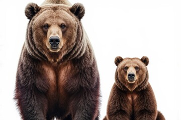 Obraz premium A Mother and Cub: A powerful bear and her young cub stand united, a symbol of wild kinship, presenting a striking image of family bonding, evoking the raw beauty and protectiveness of the wild.