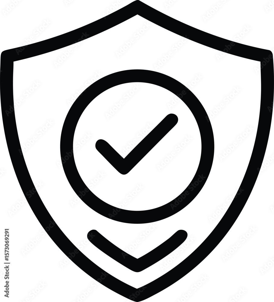 Aufkleber minimalist shield with a checkmark for security and approval