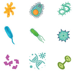Microorganism Icons – Bacteria, Viruses & Microscopic Life Vector Set