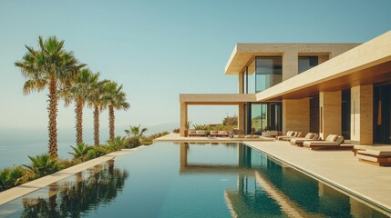 Obraz premium Luxurious beachfront villa with infinity pool