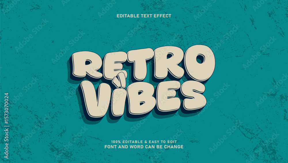 Fototapete Retro vibes text effect with editable 3d style