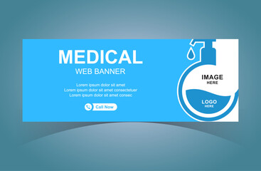 Medical Web Banner Design Template With Hand Sanitization Sign. The Goal is to Raise Awareness of Health. Digital Marketing Medical Banner.