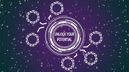 grid background animation. Internet business Technology and network concept. A UNLOCK YOUR POTENTIAL concept button on a futuristic technology privacy concept. digital technology 4k video animation. - Powered by Adobe