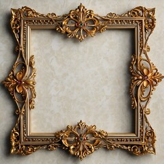 Classic Rectangular Gilded Frame with Floral Accents

