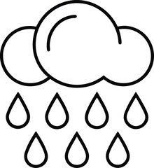 rain icon vector line art on transparent background
