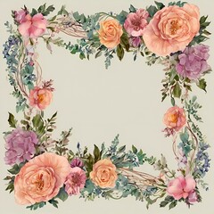 Vintage Botanical Floral Square Frame

