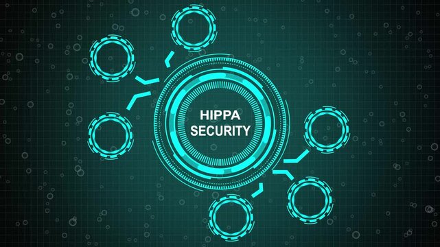 grid background animation. Internet, business, Technology and network concept. A  HIPPA SECURITY concept button on a futuristic technology privacy concept. digital technology 4k video  animation.