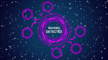 grid background animation. Internet, business, Technology and network concept. A  Hacking detected concept button on a futuristic technology privacy concept. digital technology 4k video  animation. - Powered by Adobe