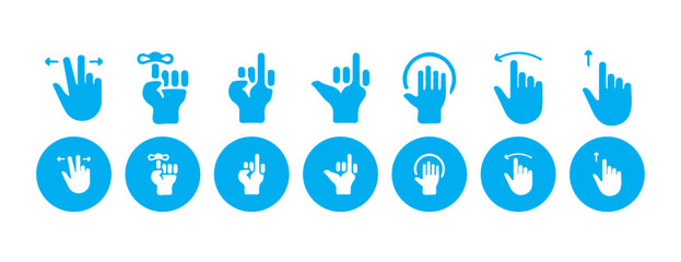 Blue Touch Gesture Icons Set – Hand Gestures icon. Victor illustration eps10