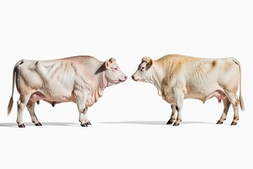 Cattle Confrontation: A stark and powerful studio shot captures the intensity of a bovine standoff, showcasing the raw power and imposing presence of two majestic cattle.
