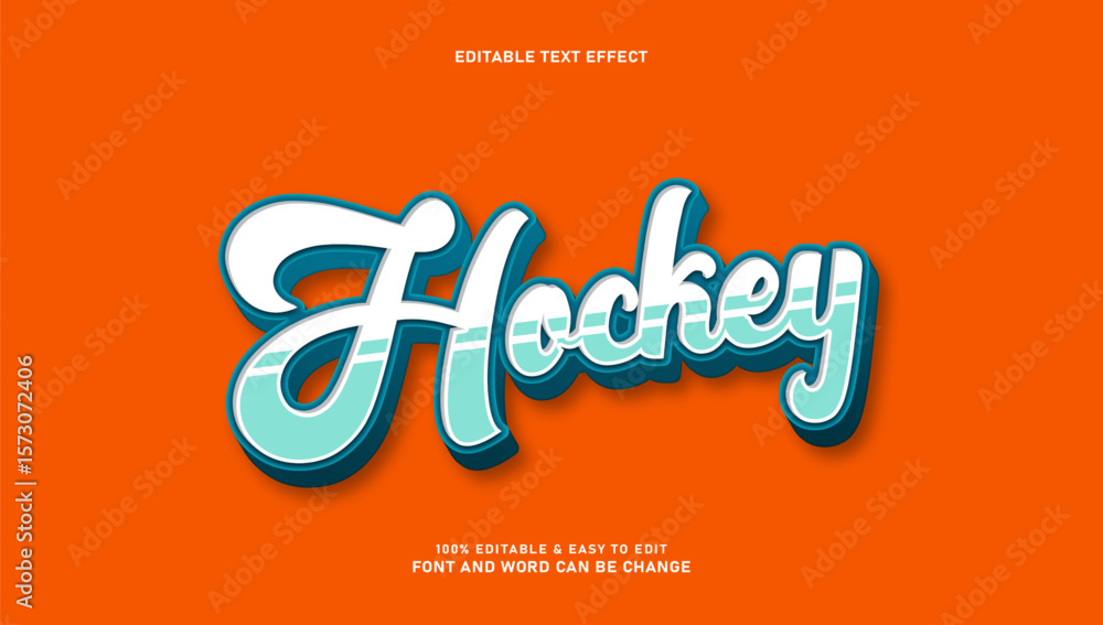 Poster hockey text effect with 3d style that can be edited