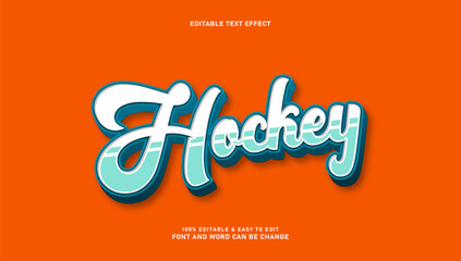 Hockey text effect with 3d style that can be edited