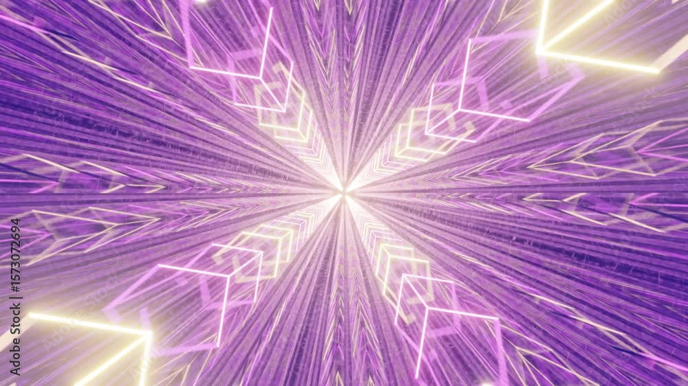 Aufkleber shiny neon tunnel animation with multicolor glowing lines and reflections. suitable for use in trend