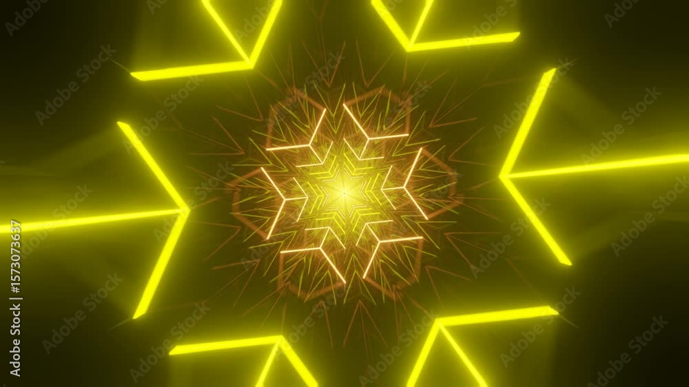 Aufkleber abstract tunnel of colorful neon lines creating perspective motion. designed for editors and creativ