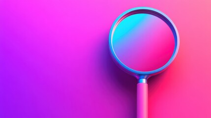 Vibrant Magnifying Glass Over Bright Colorful Background Emphasizing Elements of Exploration, Discovery, and Curiosity in a Modern Design Context