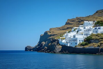 Naklejka premium Picturesque village of Santorini on the cliffs overlooking the sea