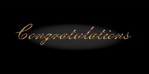 Congratulations text. Golden Congratulations letters on black background. Handwritten modern brush lettering.