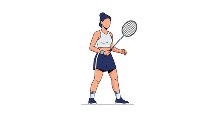 Young woman playing badminton demonstrating athletic skill and concentration on the court