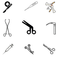 Surgical Tool Icon Set – Orthopedic and Medical Instruments Vector Collection