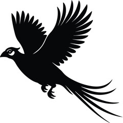 Flying Pheasant Bird Vector – Game Bird Silhouette Illustration for Hunting, Cricut, and Wildlife Art