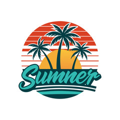 Obraz premium letting back summer beach logo 9 set illustration vector art