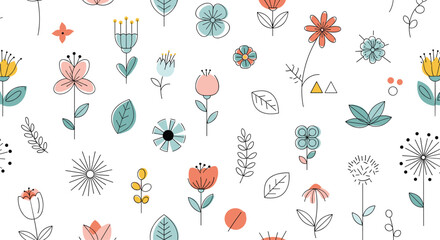 Charming hand drawn floral elements and botanical illustrations for artistic designs