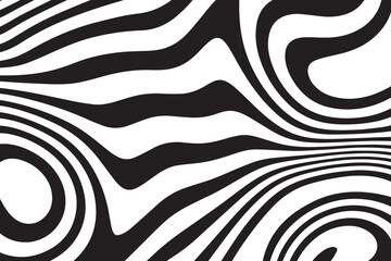 Abstract line with liquify effect for background and wallpaper with black color. Decorative zebra line