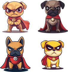 Cute dog superhero angry vector style on white background