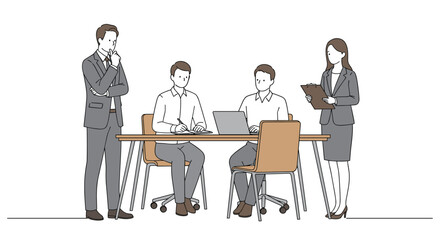 Business Team Collaboration Meeting Vector Illustration, Strategic Planning Concept, Corporate Office Environment, Project Management, Productivity, Brainstorming,