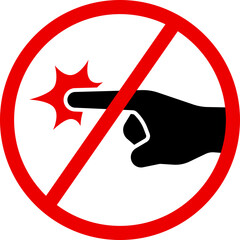 Do not put or touch finger side view hand icon sign
