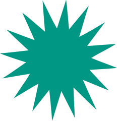 Teal starburst shape isolated on white background, isolated on transparent background