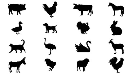 set icon animal farm silhuttes