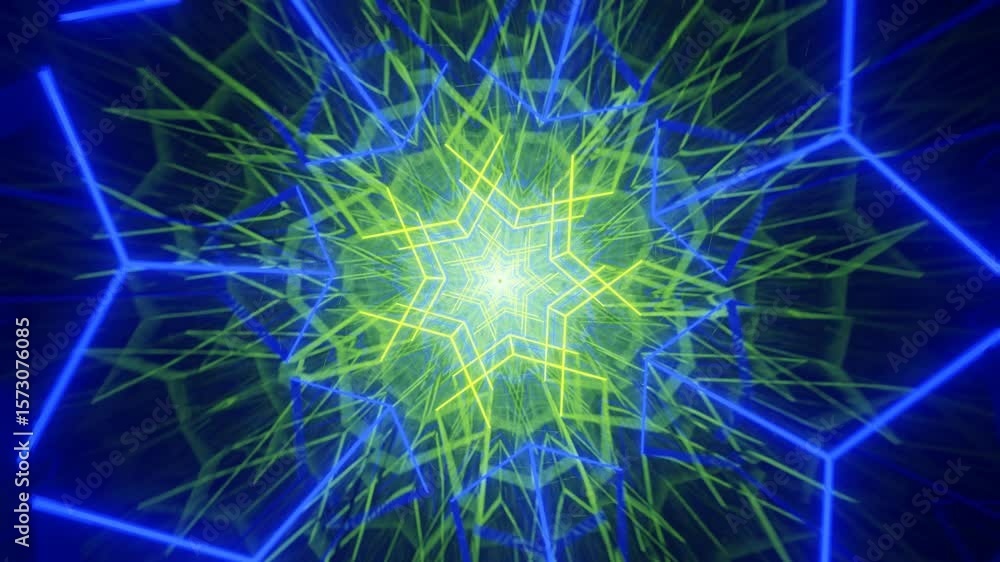Aufkleber dynamic 3d animation of a glowing tunnel filled with parallel neon lines. perfect background loop fo