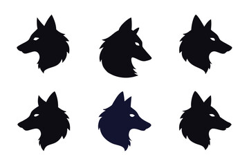 Side Profile Wolf Head Vector Pack | Minimal Wild Animal Icons for Logo Design