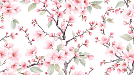 Watercolor flower background Floral hand-painted seamless pattern	