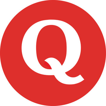 Vector art of a striking red circle features a bold white q, representing the quora logo and knowledge sharing platform
