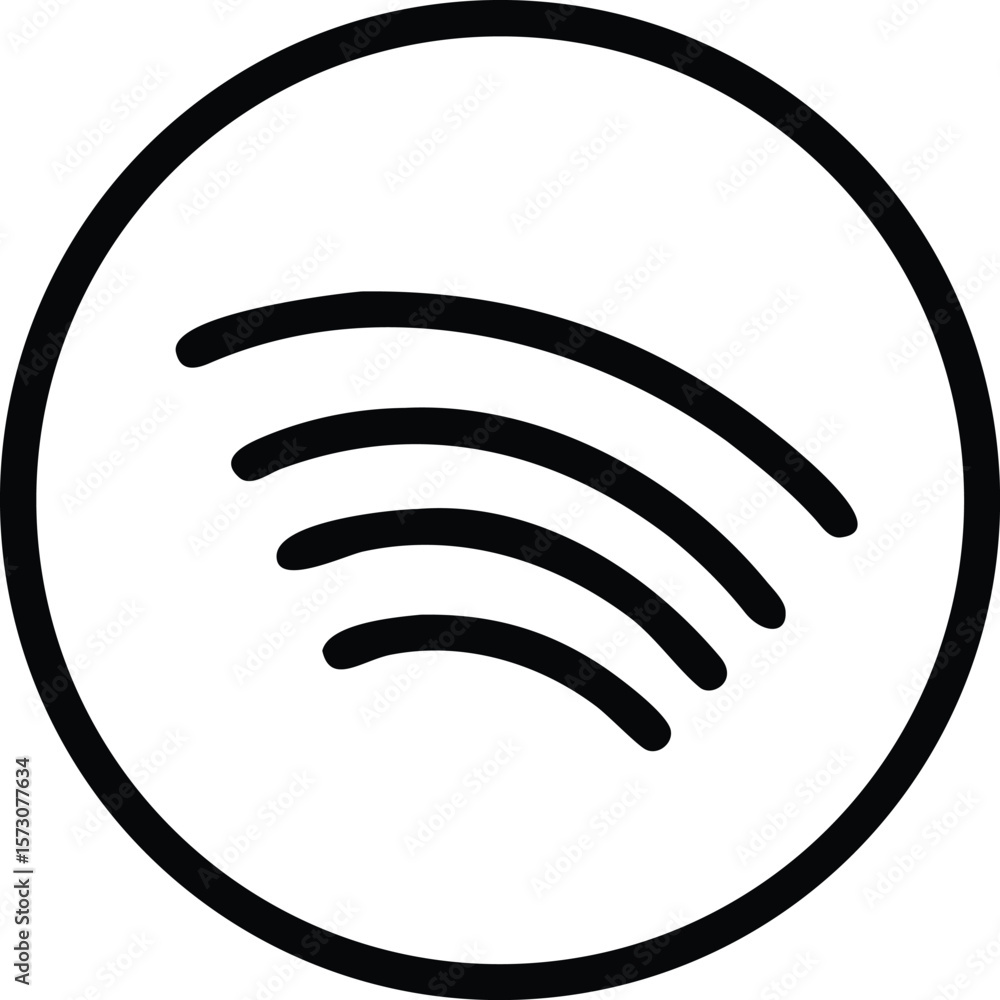 Aufkleber vector art of a simple black wifi signal icon is displayed inside a bold circle